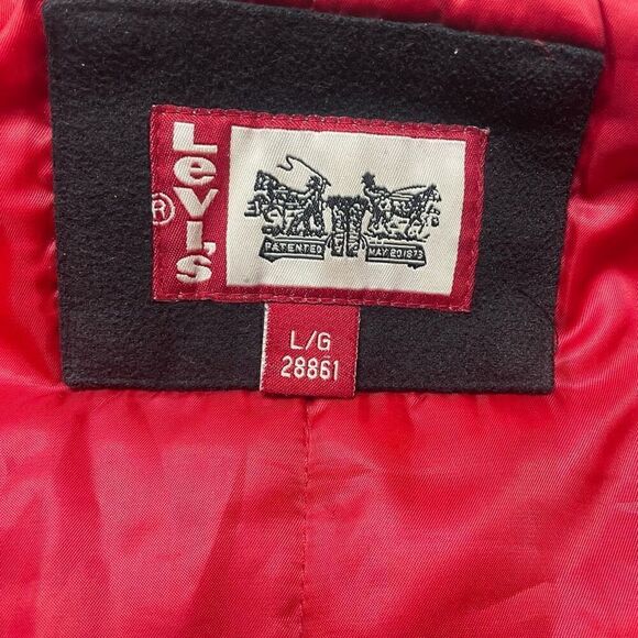 Levis Vintage Trucker Jacket Fleece Men Large Black Mock Neck Full Zip Snap Butt - Picture 6 of 13